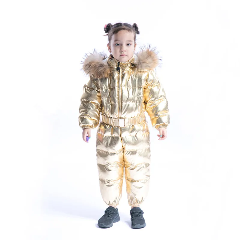 2018 New Childen Duck down Snowsuit Kids Winter Jumpsuit Baby Newborn Overalls Boys Girls Silver Go