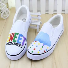 Personalized Hand-painted Shoes Woman Girl Canvas Shoes Slip-On Loafers Fashion Casual Shoes Zapatos Mujer