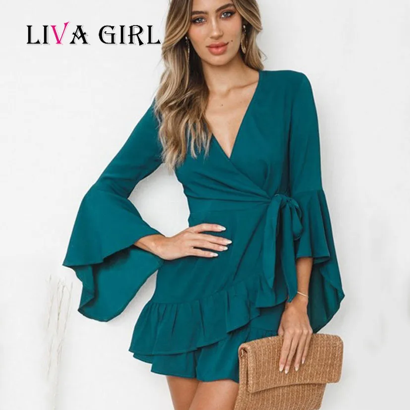 Lace Up Tassel Plunging Dress 2018 Summer Deep V Neck Sleeveless Lace