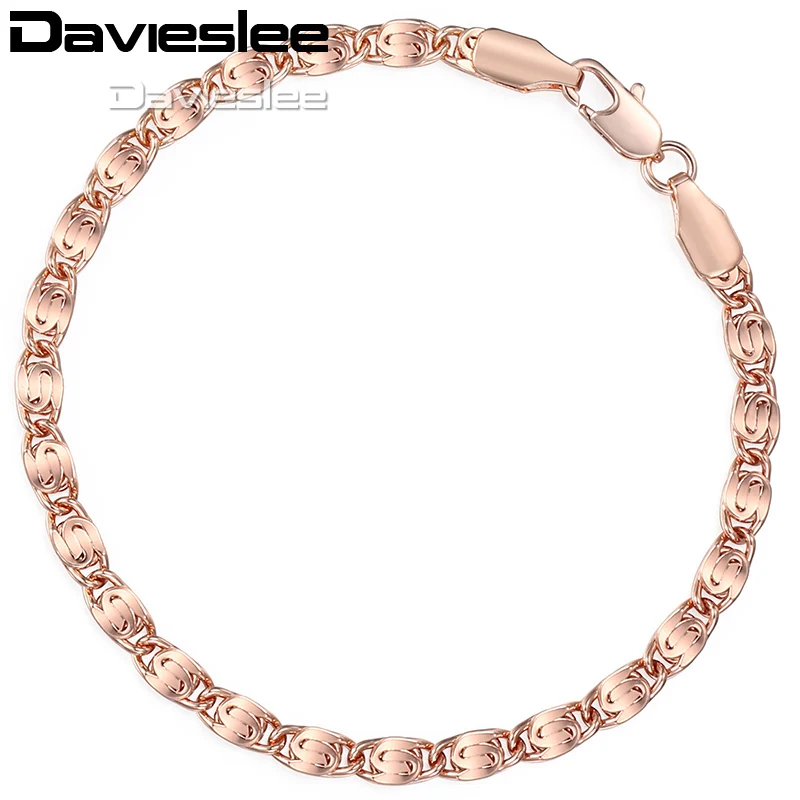 Женский браслет с цепочкой Davieslee желтый белый розовое золото 4 мм 18 см 20 23 LGB263 |