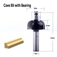 לעיבוד עץ 3Pc 8mm Shank נתב ביטים סט הרומית Roundover Bit קוב Bit ogee Bit עם מסב לקבלת כלים לעיבוד עץ (3)