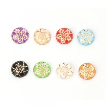 Ceny Doreen Box Kopuła Akrylowa Uszczelki Cabochon Okrągłe Kolorowe Roślin Kwiat Wzór DIY Biżuteria Ustalenia 10mm (3/8
