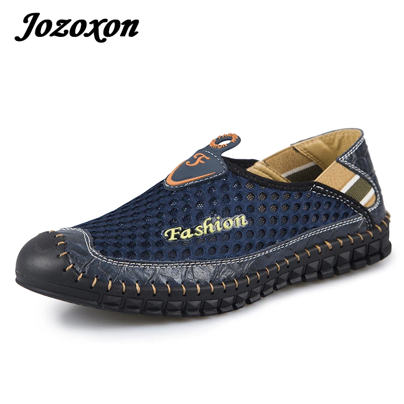 2018 Summer Breathable Mesh Shoes Mens Casual Shoes Leather Slip ...