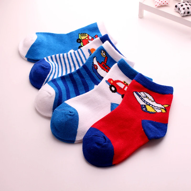 5Pairs/Lot Cartoon Socks for Children Car Kids Short Sock Children