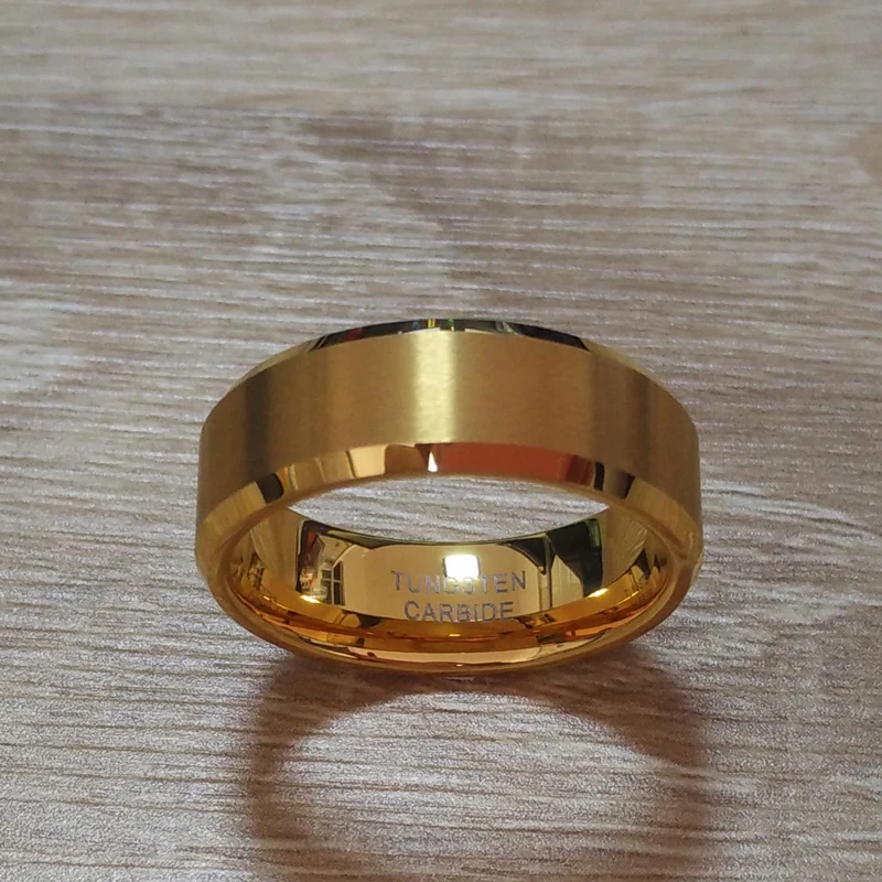 Обручальное кольцо из карбида вольфрама для мужчин и женщин, 8 мм, золотого цвета, мужские украшения для невесты, Anillos, полный размер, 4-15 TU051R