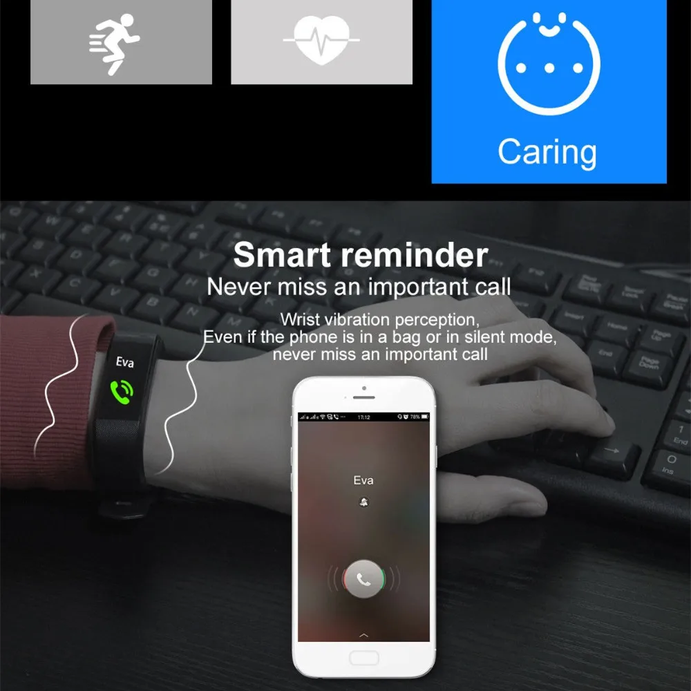  115 PLUS Smart Wristbands Waterproof Sports Smart Band Color Screen Bluetooth Smart Heart Monitor B - 32987238214