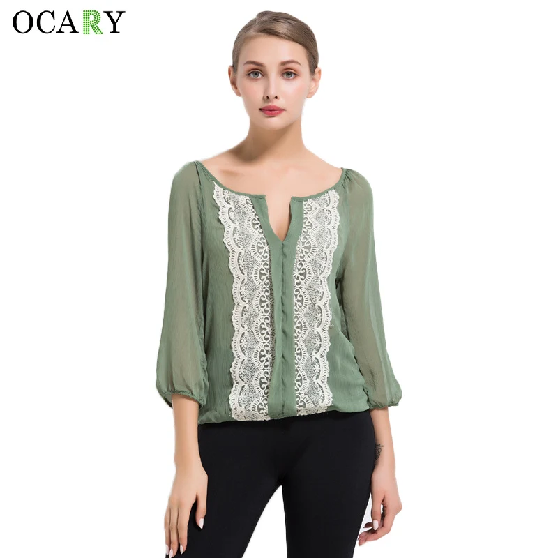 Elegant Women Lace Blouse Summer Ladies Body Tops Chiffon Women Shirts