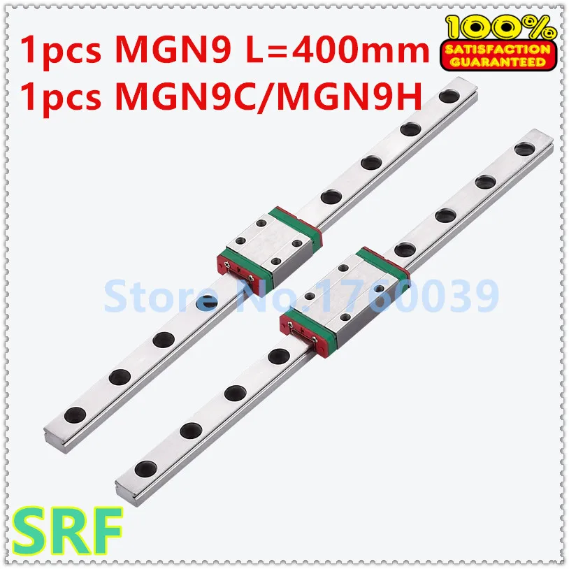 

1pcs 9mm width Mini Linear Guide Rail MGN9 L=400mm guide way with 1pcs MGN9C(or MGN9H) Block for 3D Printer