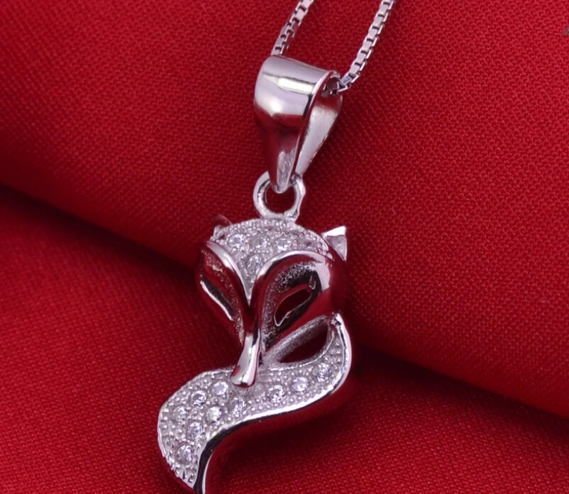 New 925 sterling silver animal pendant fox modeling cz paved jewelry