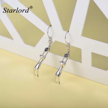 

Hanging Cat Dangle Earrings 925 Sterling Silver Animal Jewelry Silver Cute Cat Earrings For Cat Lover E6012B