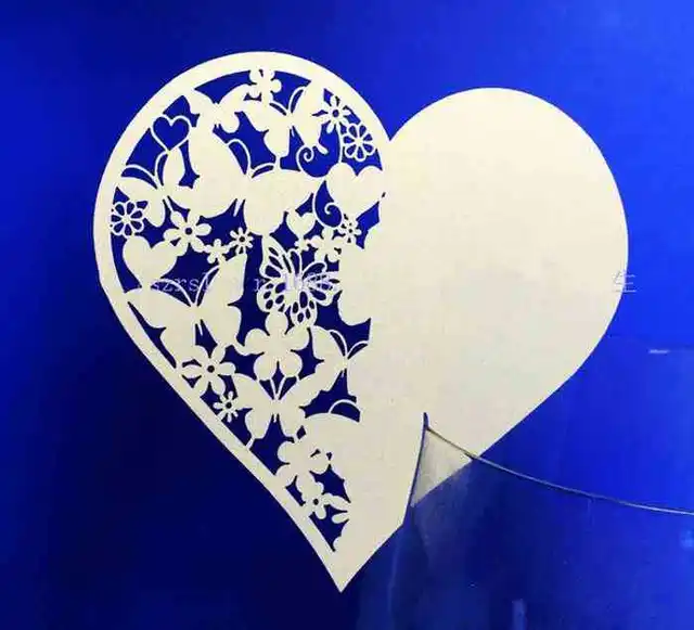 laser cut paper heart place cards carnival party decoration table heart place cards