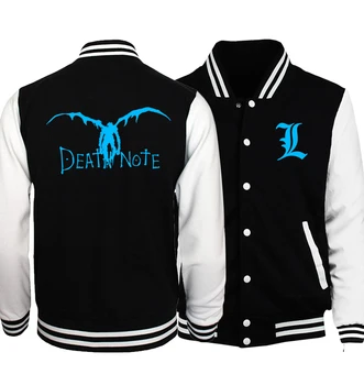 

New Death Note Baseball Uniform Plus Size Men's Jackets 2019 Spring Japanese Anime Noctilucent BLEACH Night Lights Men Jacket