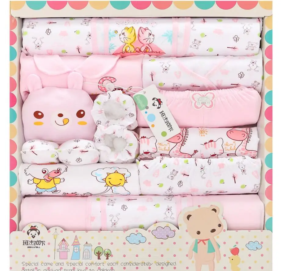 

2017 spring summer new newborn baby clothing set gift 100% cotton character infant clothes suits 18 pieces baby gift set HC1019