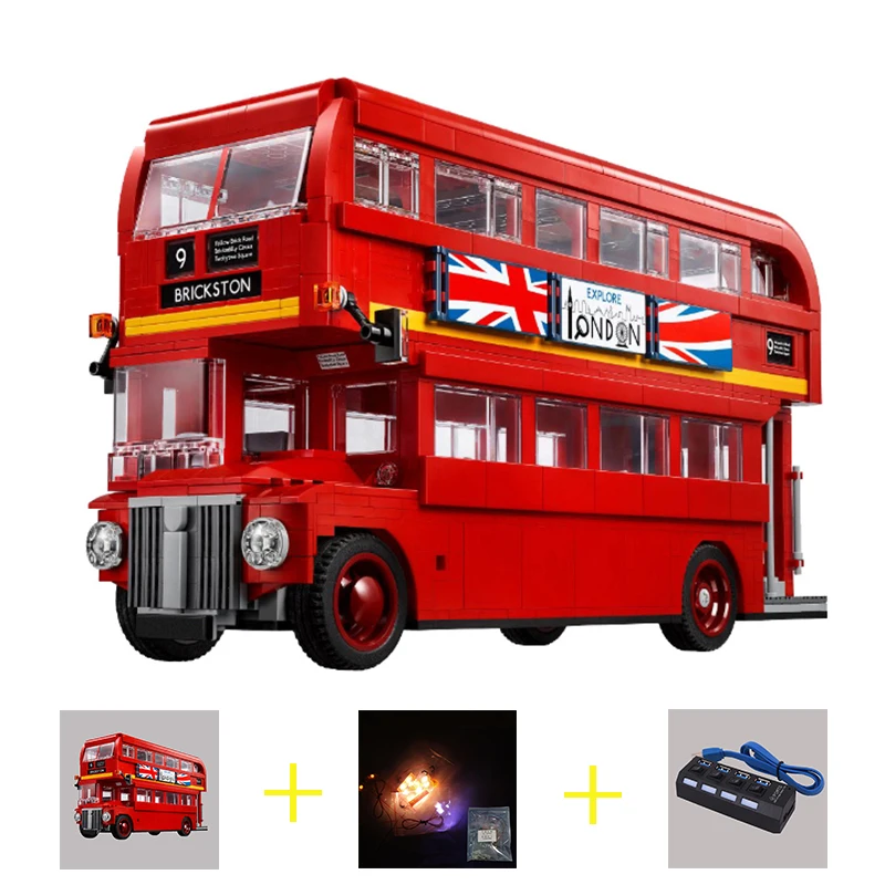 

Building Blocks City Technic 21045 Genuine London Bus Set The Led Light Set compatible 10258 Toys Creator City Street Lighting
