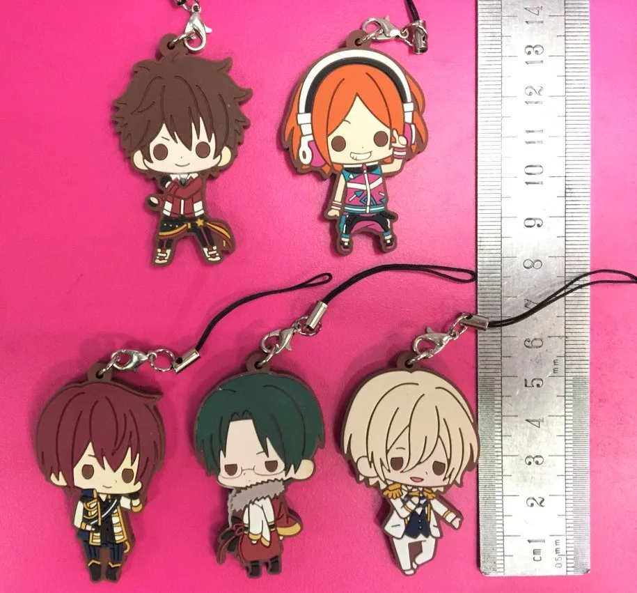 

5pcs/lot Ensemble Stars Original Japanese anime figure rubber Silicone sweet smell mobile phone charms/key chain/strap G762