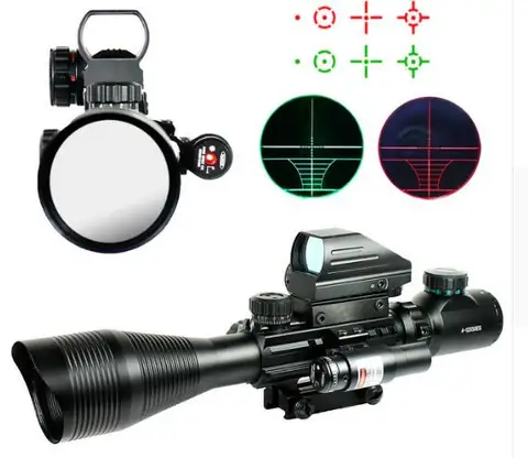 Pistolas de ar Retícula de Mira Wipson Caça Airsoft Scoeps Tactical Rifle Scope Mira Holográfica 4 Laser Combo Arma Chass 4-12x50eg