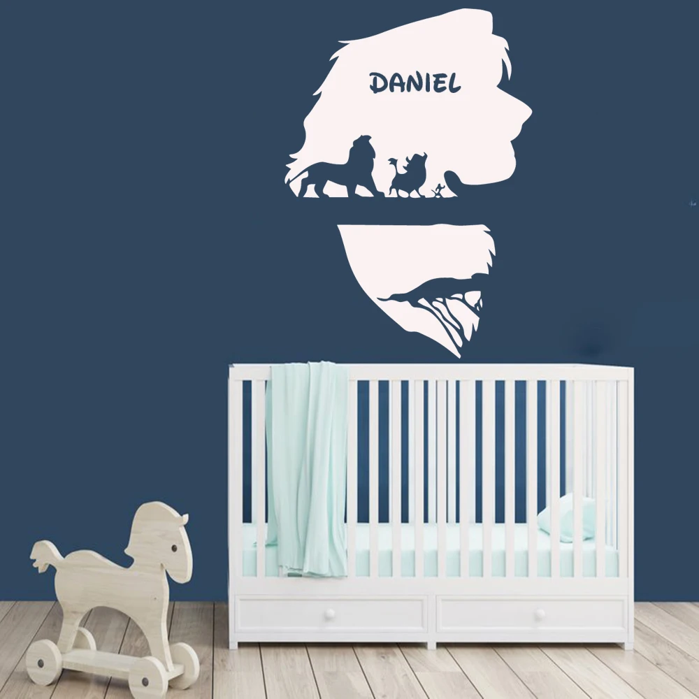 

Hot Sale Lion King Stickers Custom Name Pvc Wall Sticker Wall Art Paper Decor For Children Bedroom Vinyl Mural Wall Decals