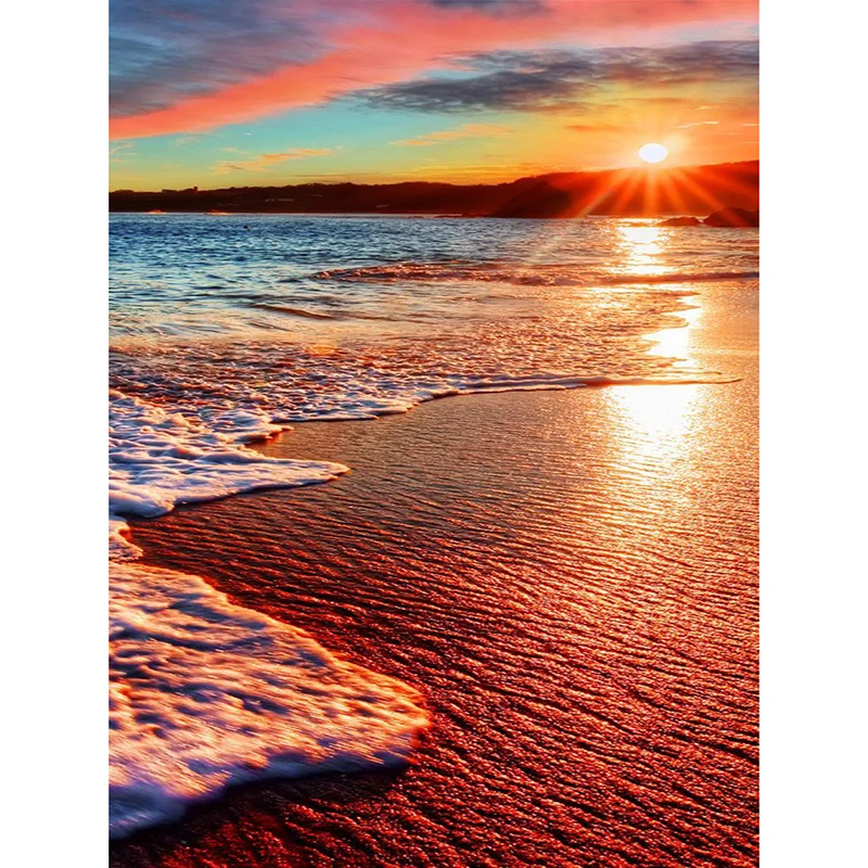 

Full Square/Round Diamond Embroidery Pattern Cross Stitch Sunset By Sea Rubik's Cube Diamond Painting DIY Mosaic Needlework Gift