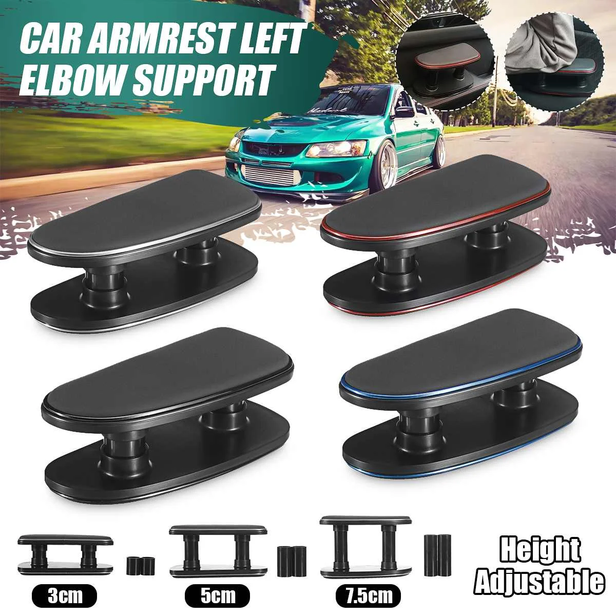 Kaufen Universal Anti müdigkeit Einstellbar Auto Links Hand Armlehne Ellenbogen Unterstützung Halterung Hand Rest Matte PU Leder Silikon