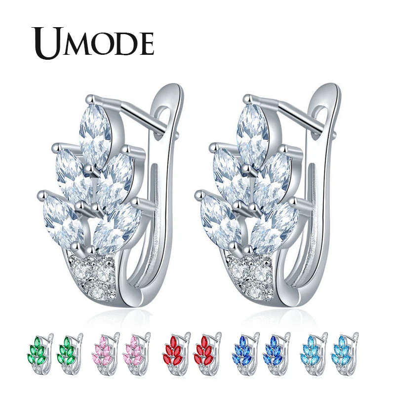 

UMODE 2019 New Colorful Zircon Crystal Geometric Drop Earrings for Women White Gold Jewelry Boucle D'oreille Femme 2019 AUE0587