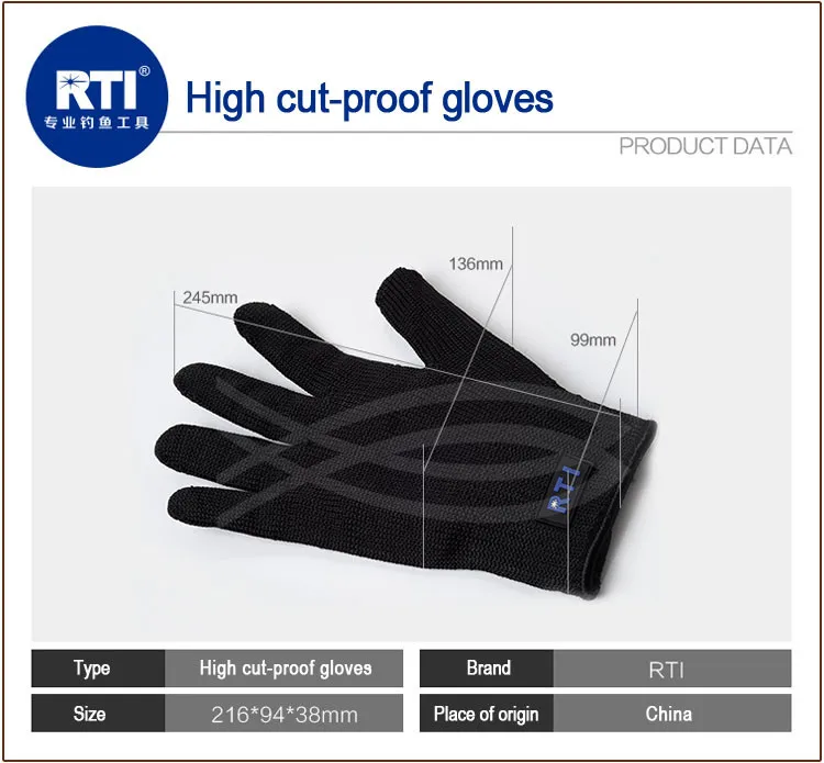 RTI защитные перчатки анти-вырез противоскользящие с проволокой из нержавеющей стали 24,5*13,6*99 см резка Dedo Guantes de Pesca Peche