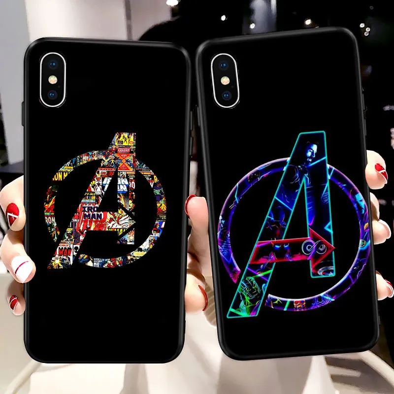 

Marvel Phone Case For iPhone 7 Cases Avenger Soft TPU Silicone Black Case for iPhone X XR XS Max 5 5S 6S 7 8 Plus Cover