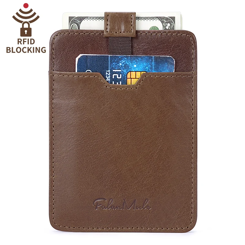 Falan Mule RFID Кожаный Бумажник анти супер тонкие карты Чехол верхний слой яловая