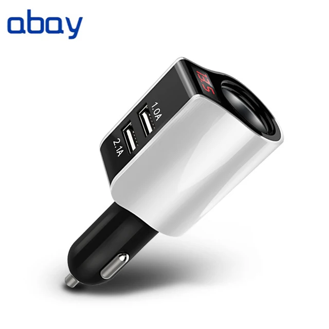 

abay 2-Port USB Car-Charger for iPhone Samsung Car Charger LED Lighter 2.1A Charging Moblie Phone Micro Type C Cable