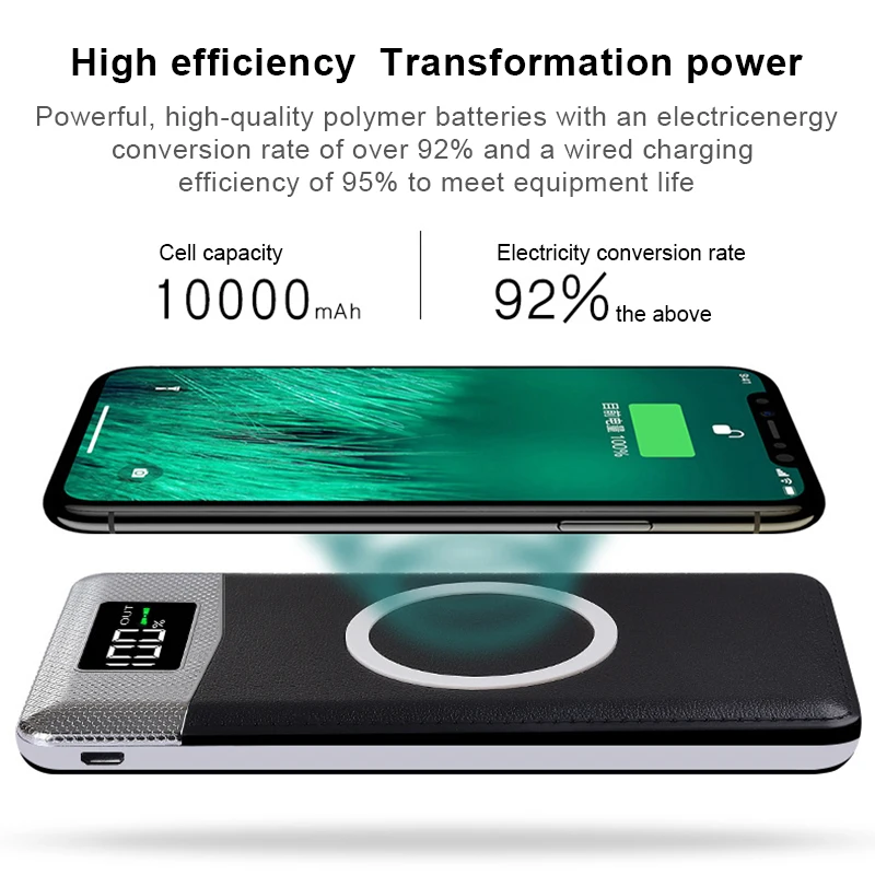 10000 мАч беспроводное зарядное устройство Qi для iPhone 8 X Xiaomi Samsung S8 Note 5 S6