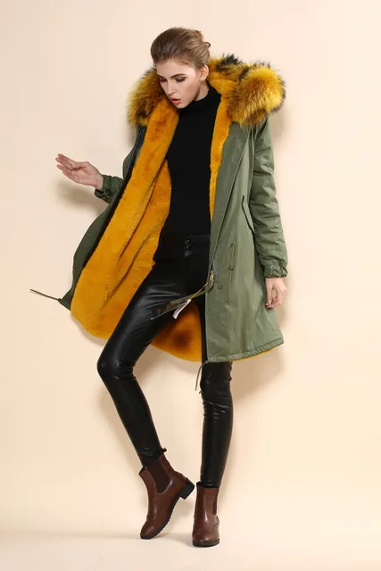 Aliexpress.com : Buy Comfortable Real fur hood Green Windrproof Jacket ...