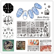 1Pc BORN PRETTY Christmas Nail Art Stamping Template Xmas Pattern Manicure Nail Stamp Image Celebration Plate Decoration Tool