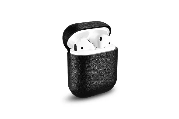 Чехол для наушников для Apple Airpods из натуральной кожи, чехол для наушников, аксессуары для наушников, защитный беспроводной чехол - Цвет: Nappa-Black