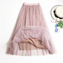 Белая газовая юбка в складку летом чистая вуаль облегающая бюст юбка из юбка-трапеция продумана