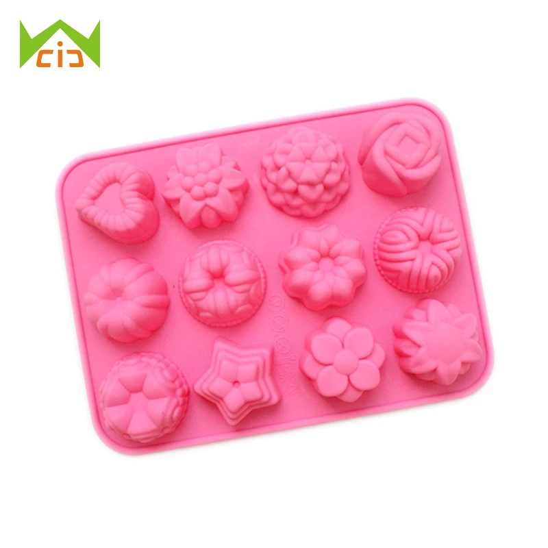

WCIC 12 Cup Silicone Flower Fondant Cake Mold DIY Non Stick Chocolate Cupcake Cookies Muffin Tin Tray Baking Pudding Jelly Mould