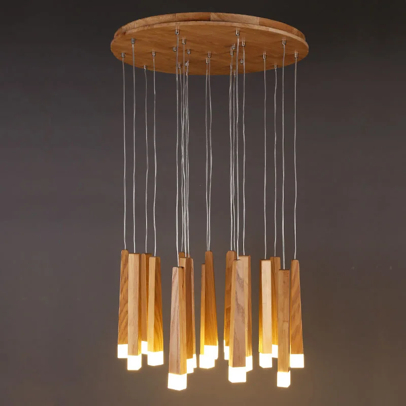 DX wooden modern pendant light Chinese Nordic creative minimalist living room dining wood ball wooden pendant lamp