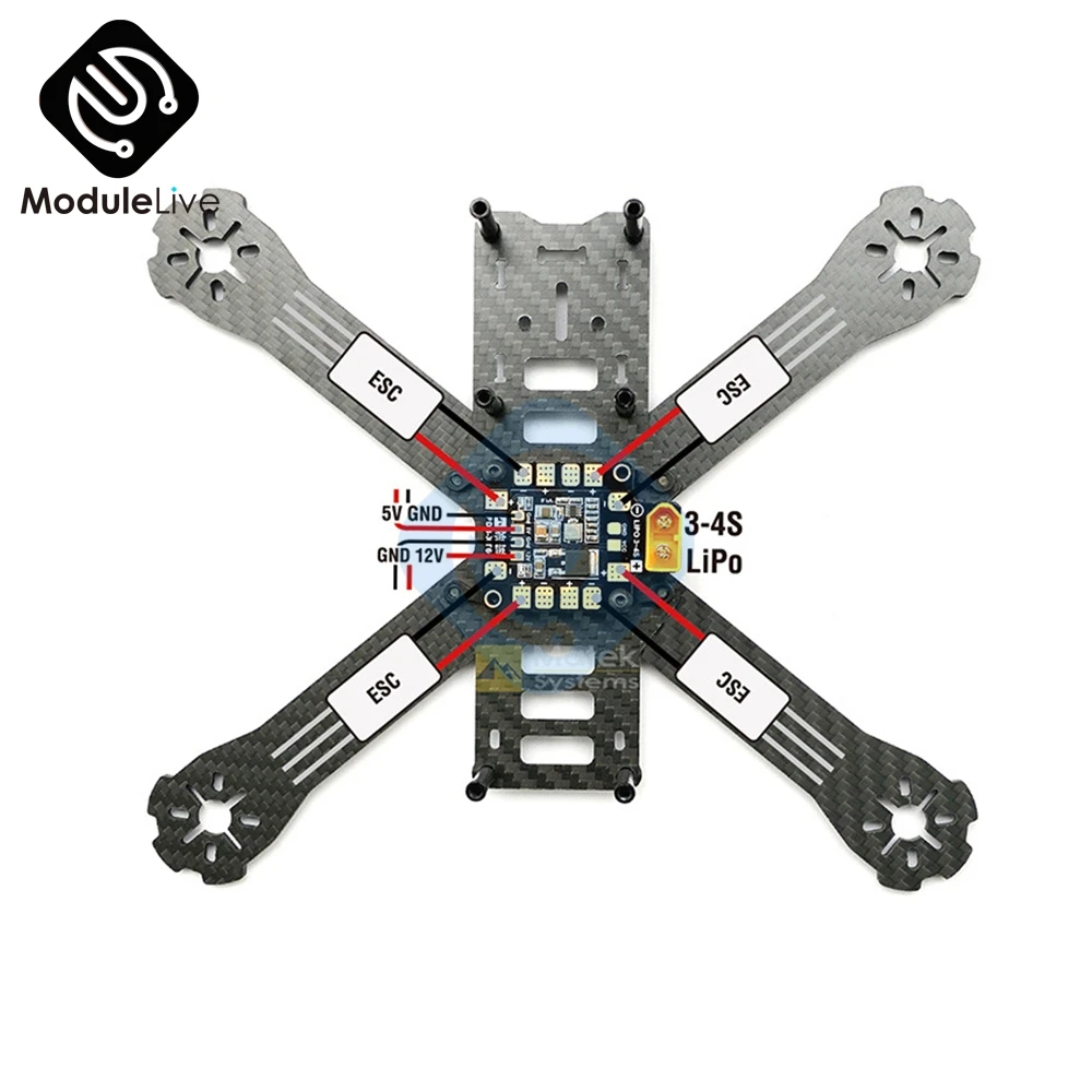 Мини-концентратор питания PDB XT60 плата распределения питания PDB-XT60 модуль с BEC 5 в 12 В для FPV Дрон Квадрокоптер QAV210 QAV-R