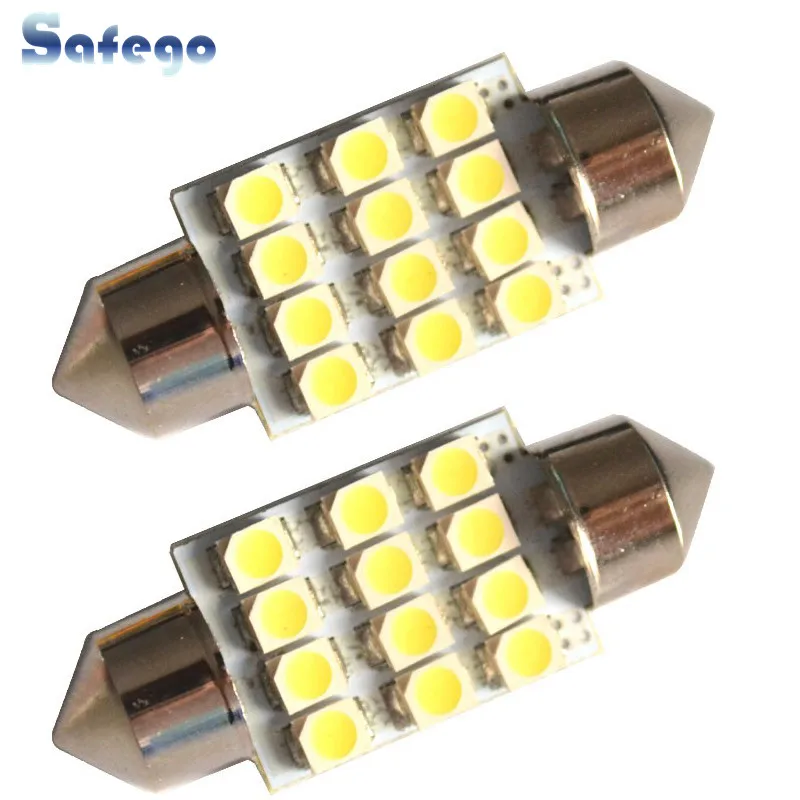 Safego 2 шт. C5W светодиодный светодиодных Трубчатых ламп 31 мм 36 мм/39 мм/41/42 12SMD 3528