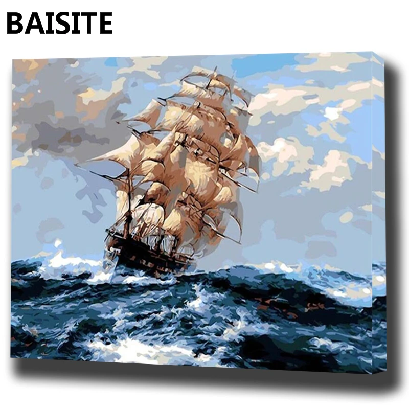 

BAISITE DIY Framed Oil Painting By Numbers Landscape Pictures Canvas Painting For Living Room Wall Art Home Decor H335