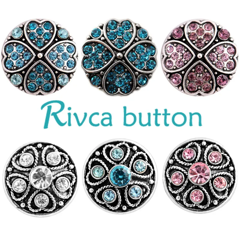 

Rivca Snaps Jewelry Newest Rhinestone Metal Snaps Bracelets For Women Bangle Europe Beads Valentine's Gifts D03237 Fashion Snaps