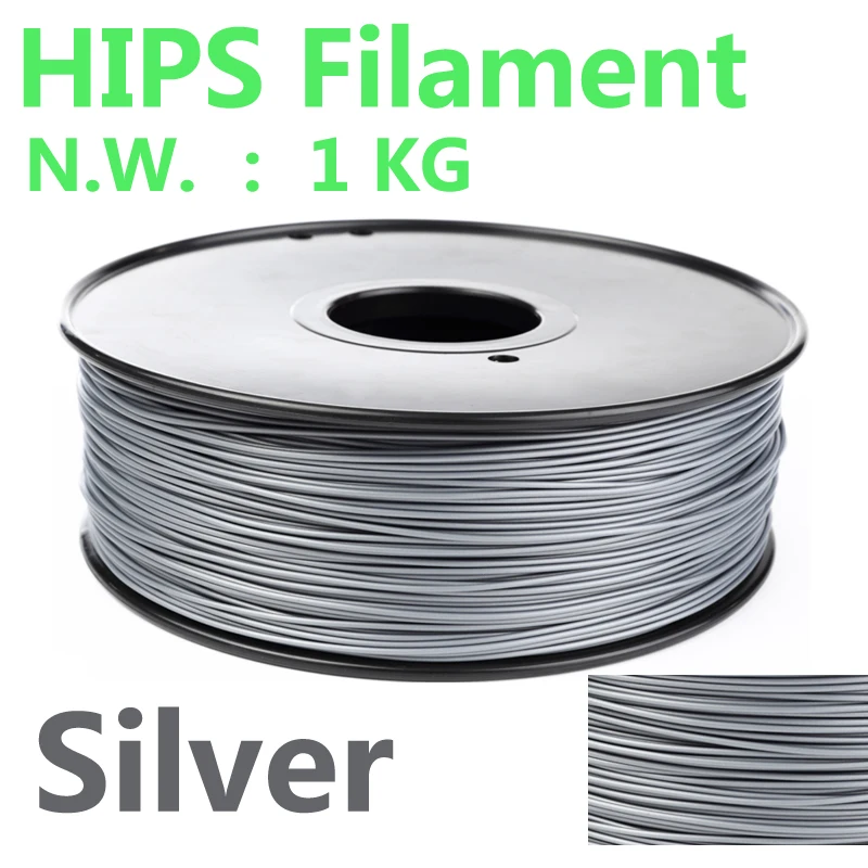 

Silver color  1.75mm HIPS 3d printer filament  PinRui Brand 1Kg HIPS filamento impressora 3d printer wire  FDM HIPS 3d filament