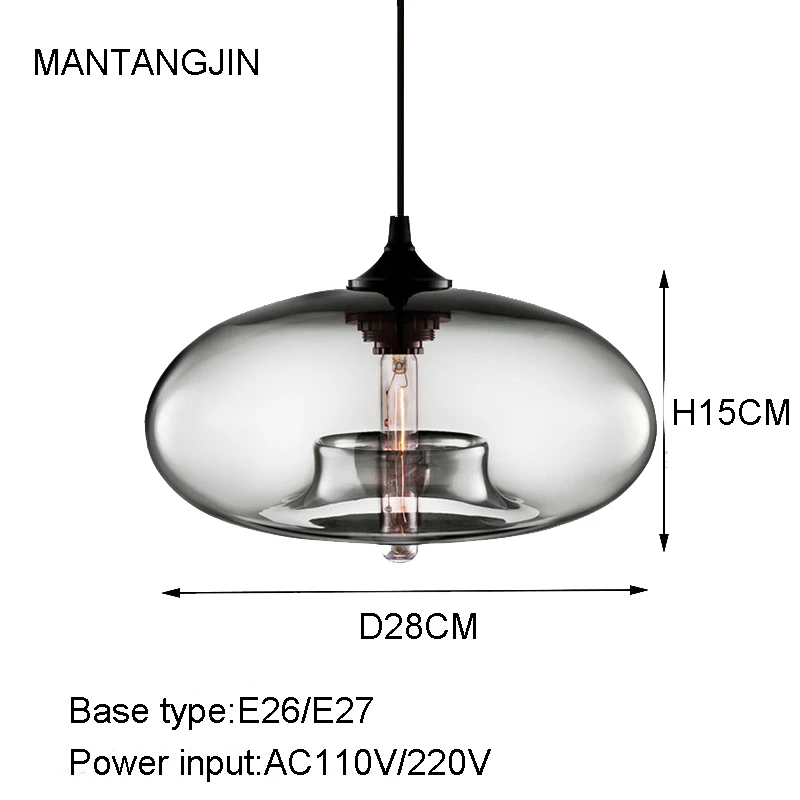 Простой современный подвесной светильник 6 цветов со стеклянным шаром, подвесные светильники e27/e26 для кухни, ресторана, кафе-бара