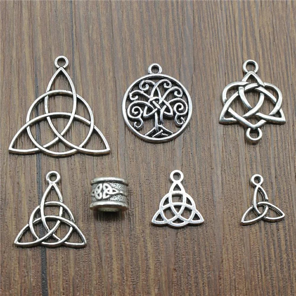 

3 Piece Mix Triquetra Symbol Pendants Jewelry Making Triquetra Symbol Charm Charm For Bracelet Making Antique Silver Color Charm