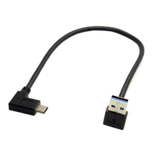 BAAQII 30 см Реверсивный USB 3,1 USB-C под углом 90 градусов Мужской кабель для передачи данных CB0555