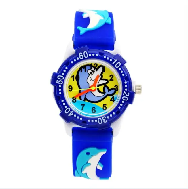 Детская Наручные часы Дельфин Водонепроницаемый малыш Силиконовые часы бренд кварцевые наручные часы для маленьких Обувь для девочек