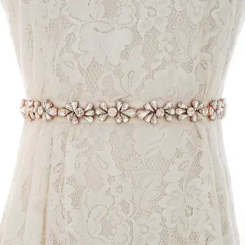 

Rose Gold Hand Beaded Bridal Sash Rhinestones Wedding Belt Crystal Bridal Belt For Wedding Accessories S176RG