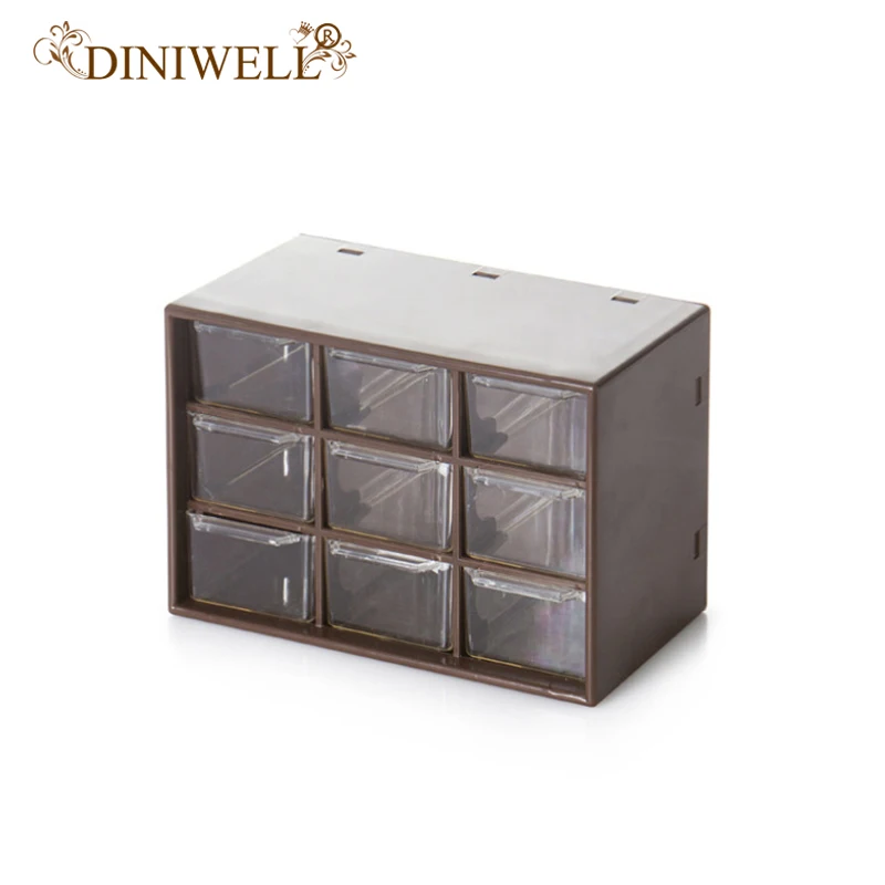 

DINIWELL Mini Plastic Jewelry Storage Box Portable Drawer Sorting Organizer Grid Debris Cabinets Lattice Desktop Office Supplies