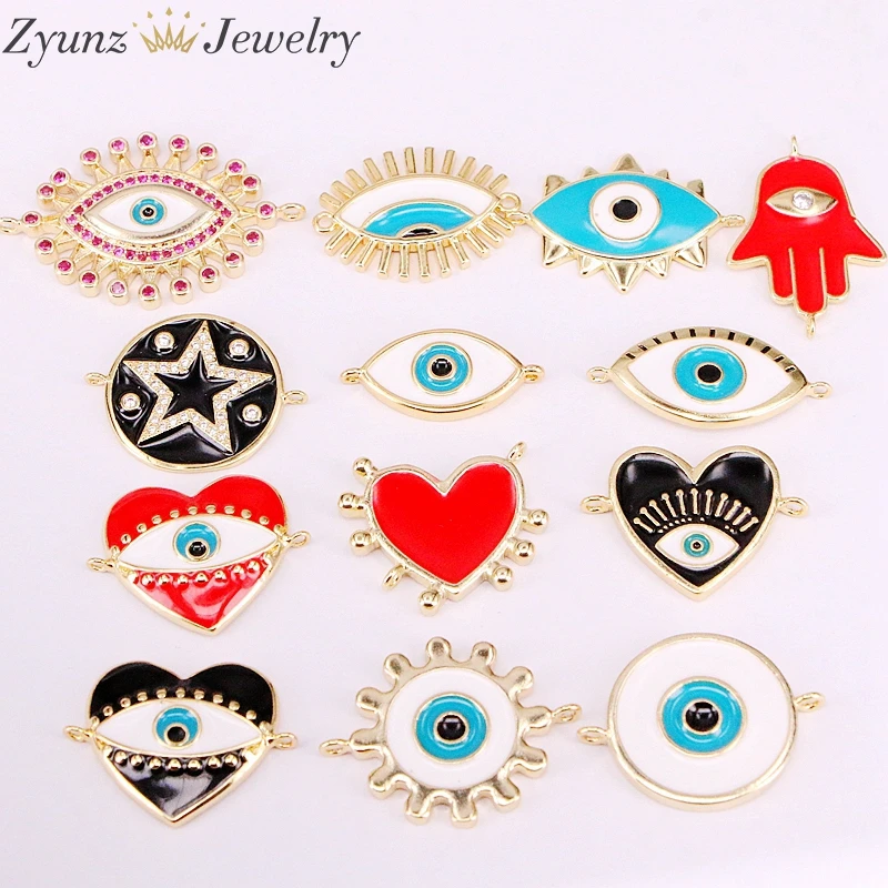 

30PCS, Mix Random, Enamel Connector Beads, Round/ Star/Lip/Hand/Eye shape, Enamel Eye Beads, Beads for Connectors, Diy Supplies