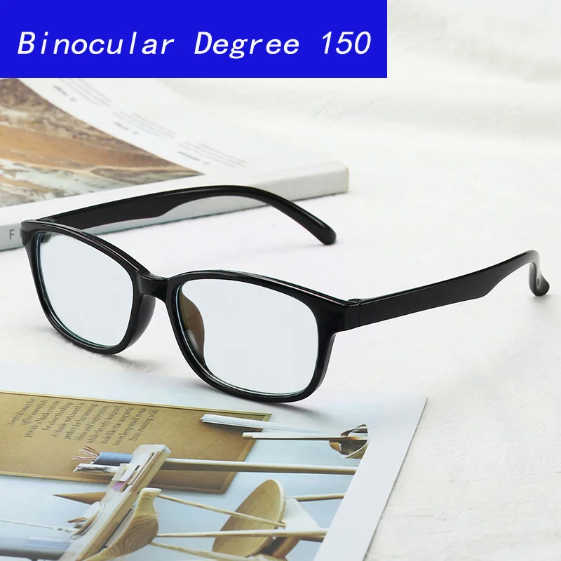 Готовые очки для близорукости, мужские короткие очки для коррекции зрения, черная прозрачная оправа, женские очки для близорукости, полная оправа, очки - Цвет оправы: -150-hei