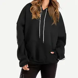 Плюс Размеры толстовки Для женщин Твердые капюшоном свитер с длинными рукавами пуловер с капюшоном худи Harajuku Sudadera Mujer оптовая продажа 40SR27