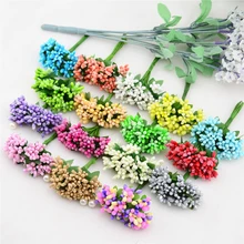 12PCS lot Mulberry party Artificial Flower Stamen wire stem marriage leaves stamen DIY wreath font b